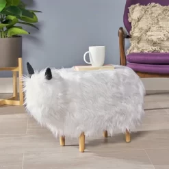 Levi Furry Yak Ottoman - Christopher Knight Home