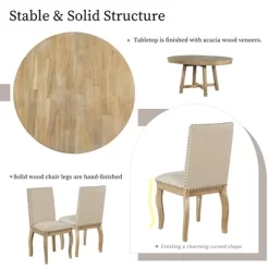 5 PCS Round Wood Extendable Dining Table Set With 4 Upholstered Dining Chairs-ModernLuxe 20 5 PCS Round Wood Extendable Dining Table Set With 4 Upholstered Dining Chairs-ModernLuxe -Chic Furniture Store GUEST 9ac19d65 3748 4874 9cdb f877628812e6