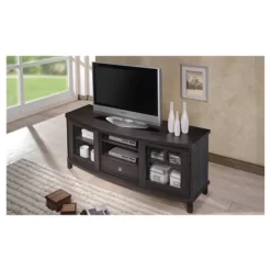 Walda Wood Cabinet With 2 Sliding Doors And 1 Drawer TV Stand For TVs Up To 60" Dark Brown/Gray - Baxton Studio 9 Walda Wood Cabinet With 2 Sliding Doors And 1 Drawer TV Stand For TVs Up To 60" Dark Brown/Gray - Baxton Studio -Chic Furniture Store GUEST 9f09957a a777 49ef 99ba 842d275e8cda