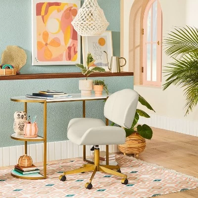 Mahonia Faux Leather Office Chair Cream/Aged Brass - Opalhouse™ Designed With Jungalow™ 3 Mahonia Faux Leather Office Chair Cream/Aged Brass - Opalhouse™ Designed With Jungalow™