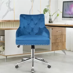 Tangkula Velvet Desk Chair Upholstered 360°Swivel Height Adjustable Rolling Office Chair For Office Bedroom Living Room -Chic Furniture Store GUEST a867090d c5e7 46a7 b203 9413c5456318