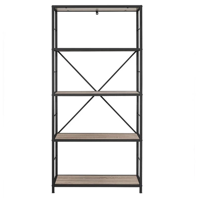 63" 4 Shelf Industrial Transitional Tall Bookshelf - Saracina Home 5 63" 4 Shelf Industrial Transitional Tall Bookshelf - Saracina Home - Image 3