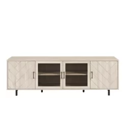 Vik Modern Boho 4 Door Herringbone TV Stand For TVs Up To 80" - Saracina Home -Chic Furniture Store GUEST b08db226 d2f4 4b00 92c0 9188cbaee310