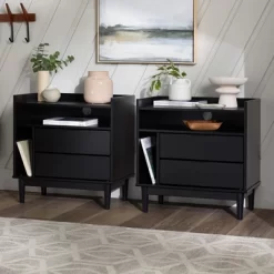 2pk Mid-Century Modern Solid Wood 2 Drawer Storage Nightstands - Saracina Home 19 2pk Mid-Century Modern Solid Wood 2 Drawer Storage Nightstands - Saracina Home -Chic Furniture Store GUEST b2a3ee44 4d81 41a2 a7a3 37c02e20e839