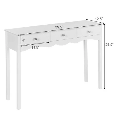 Costway Console Table Hall Table Side Table Desk Accent Table 3 Drawers Entryway White 8 Costway Console Table Hall Table Side Table Desk Accent Table 3 Drawers Entryway White - Image 6