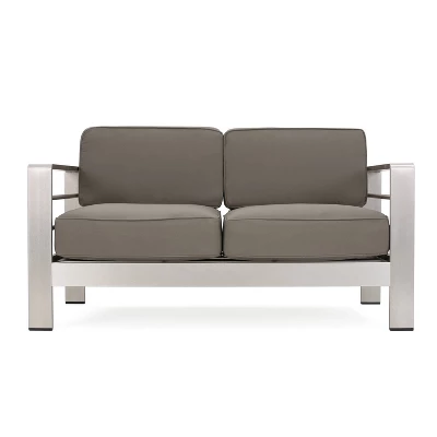 Cape Coral 5pc Aluminum And MGO Seating Set With Fire Table Khaki/Light Gray - Christopher Knight Home 5 Cape Coral 5pc Aluminum And MGO Seating Set With Fire Table Khaki/Light Gray - Christopher Knight Home - Image 3