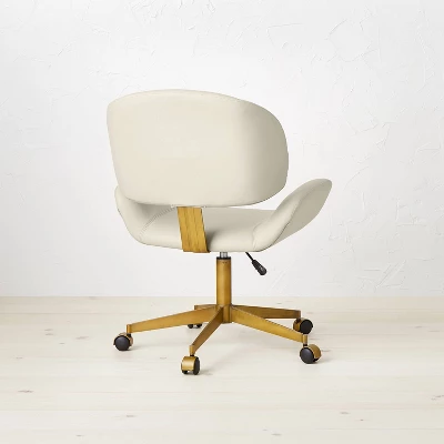 Mahonia Faux Leather Office Chair Cream/Aged Brass - Opalhouse™ Designed With Jungalow™ 5 Mahonia Faux Leather Office Chair Cream/Aged Brass - Opalhouse™ Designed With Jungalow™ - Image 3