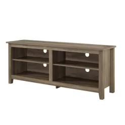 Transitional 4 Cubby Wood Open Storage TV Stand For TVs Up To 65"- Saracina Home -Chic Furniture Store GUEST c0aba6c0 bbb4 4e90 83a5 3c73b3261eaf