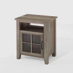 Transitional Classic Windowpane Storage Side Table - Saracina Home -Chic Furniture Store GUEST c9432070 26c2 41f2 9fe6 a77c233ea357
