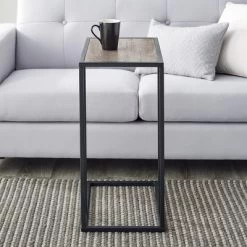 23" Modern Rectangle Two-Tone C Side Table With Metal Base - Saracina Home -Chic Furniture Store GUEST c9fb0f6a 1baa 4f46 9ad4 ca78b73dae1e