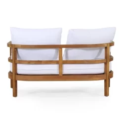 2pc Ellendale Outdoor Acacia Wood Loveseat & Coffee Table Teak/White - Christopher Knight Home -Chic Furniture Store GUEST cd4af724 df56 4a28 be7d da6d8f55bc12