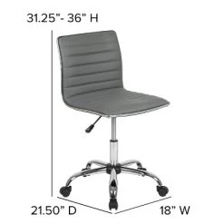 Emma And Oliver Low Back Designer Armless Ribbed Swivel Task Office Chair -Chic Furniture Store GUEST d0e699da fac0 4ff7 9690 360cf895b260