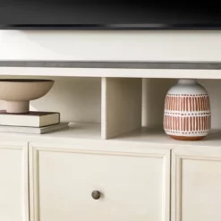 Farmhouse 3 Drawer Wood TV Stand For TVs Up To 65" - Saracina Home -Chic Furniture Store GUEST d2a8912d 02cb 44ea b702 70dc6cc40fcc