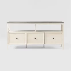 Farmhouse 3 Drawer Wood TV Stand For TVs Up To 65" - Saracina Home -Chic Furniture Store GUEST d9730f71 b9b6 492b a5cf a4fc4c23ddea