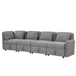 122.8" Minimalist Convertible Modular Sofa, Upholstered Sectional Sofa Couch With 5 Pillows-ModernLuxe -Chic Furniture Store GUEST db8c769f 873d 402b bea5 b7a0feead322