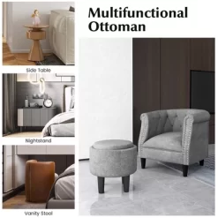 Costway Modern Accent Chair With Ottoman Armchair Barrel Sofa Chair With Footrest Grey -Chic Furniture Store GUEST e550a4be bd7d 4b7e b8b2 9df68e88dc9b