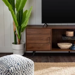 2 Door Mid-Century Modern Wood Storage TV Stand For TVs Up To 80" - Saracina Home -Chic Furniture Store GUEST e6a56a56 b322 42ae 8c8e d0c4ca44d8b8