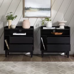 2pk Mid-Century Modern Solid Wood 2 Drawer Storage Nightstands - Saracina Home 22 2pk Mid-Century Modern Solid Wood 2 Drawer Storage Nightstands - Saracina Home -Chic Furniture Store GUEST eab150fb 3256 4b31 ace2 846b2c2f72b4