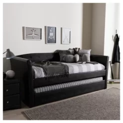 Twin Camino Modern And Contemporary Faux Leather Upholstered Daybed With Guest Trundle Bed - Baxton Studio 12 Twin Camino Modern And Contemporary Faux Leather Upholstered Daybed With Guest Trundle Bed - Baxton Studio -Chic Furniture Store GUEST eae772a6 ece0 47e0 ba27 42d46d1808ea