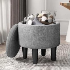 Costway Modern Accent Chair With Ottoman Armchair Barrel Sofa Chair With Footrest Grey -Chic Furniture Store GUEST eb1fb0c7 75fa 4140 af2a e80c8f4cbdc0