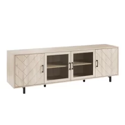 Vik Modern Boho 4 Door Herringbone TV Stand For TVs Up To 80" - Saracina Home -Chic Furniture Store GUEST ed5d16ce 4150 442b 90cb a64eda002eff