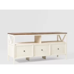 Farmhouse 3 Drawer Wood TV Stand For TVs Up To 65" - Saracina Home -Chic Furniture Store GUEST fecee8bb 867b 4497 a2fe de792e75020c